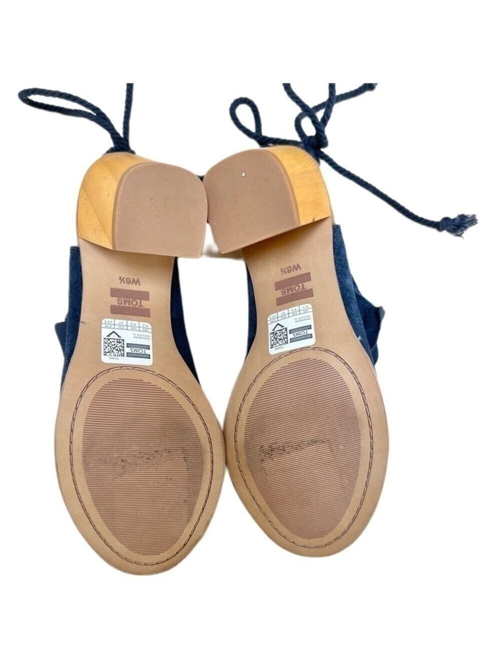 TOMS – Elba Peep Navy Suede Blue Open Toe Block Heel Bootie Heels - Size 6.5 - Picture 10 of 14